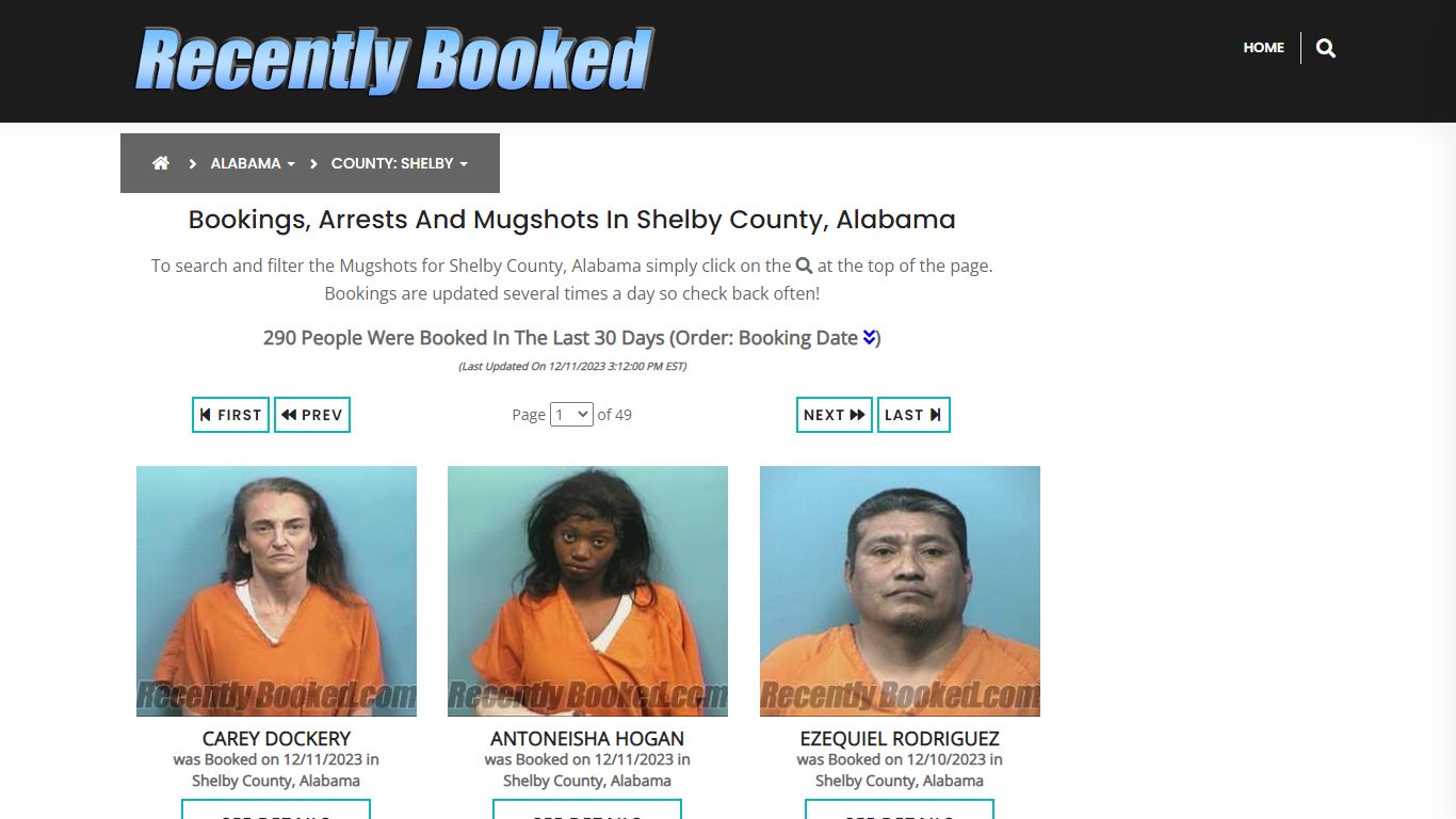 Recent bookings, Arrests, Mugshots in Shelby County, Alabama